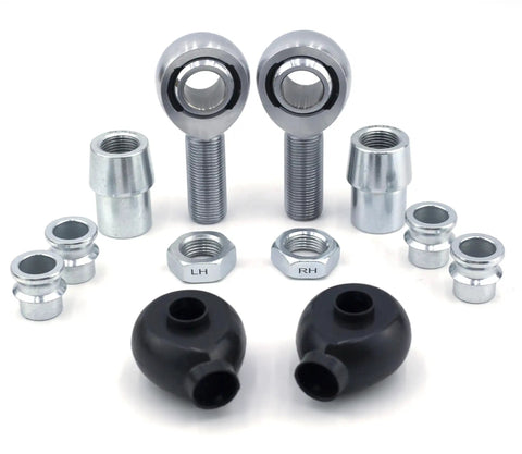 Beefy Three Quarter Inch Chromoly Heim Joint Rod End Kit With Left And Right Hand Threads For Panhard Rods Traction Bars And Tie Rods Includes Spacer Tubes Adapters Jam Nuts And Rubber Seals 2 Pack Built To Last. 3/4-inch chromoly heim joints with LH and RH threads, spacers, nuts, and seals