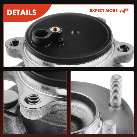 Close-up of rear wheel bearing and hub assembly with five lug for Mazda 3 2014 to 2018 with high load capacity