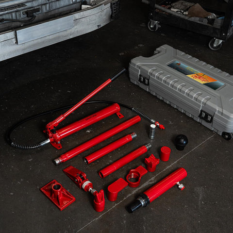 10 Ton Hydraulic Porta Power Jack Ram Badass Auto Body Frame Repair Tool Heavy Duty Carbon Steel Professional Garage Workhorse With Sturdy Carry Case For Trucks And Heavy Equipment