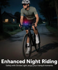 Cyclist using 4K Action Camera Kit With 128GB Card, Wearable Body POV Camera at night, showing the camera's night functionality