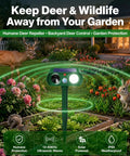 Solar Ultrasonic Animal Repellent 4 Pack With Motion Sensor And Flashlight IP65 Waterproof Outdoor Yard Deterrents For Deer Rabbits Raccoons And Cats No Go Zone Keeps Critters Away in garden