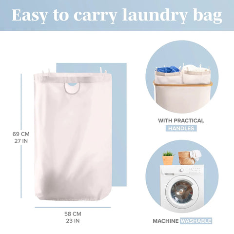 Double 40 Gallon Laundry Basket With Lid Breathable Fabric Hamper, shown with practical handles and washable inner bag.