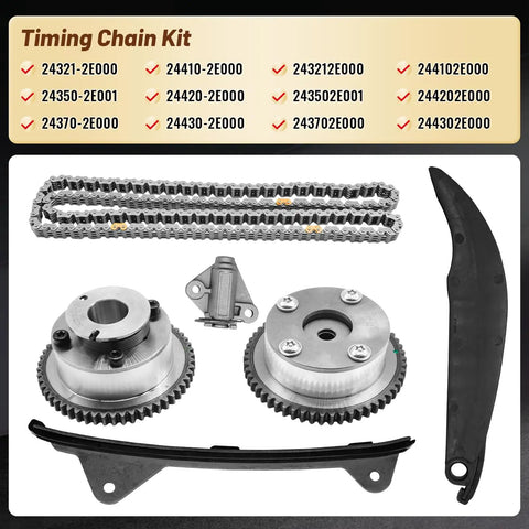 Timing Chain Kit With Intake And Exhaust VVT Gear For Elantra And Soul 1.8L 2.0L Includes Cam Phaser Guide And Tensioner