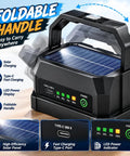 Solar Work Light, 38 LED Powerful Portable Flood Light with foldable handle, Type-C fast charging, LED power display.