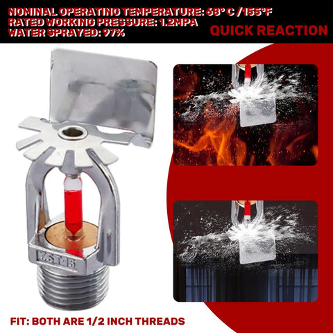 Rock Solid Copper Pendent Fire Sprinkler Head Quick Response Water Spray Kit with chrome finish and half inch threaded connection.