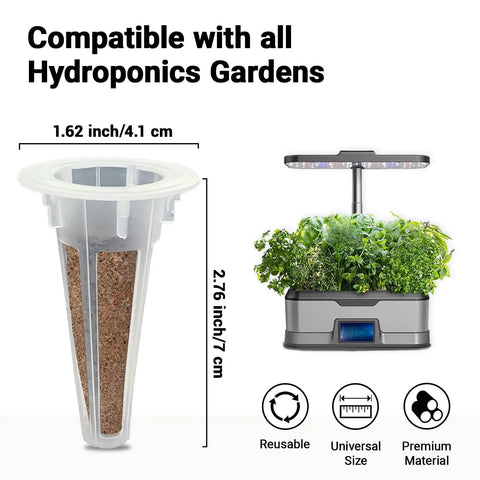 All In One Hydroponic Seed Pod Kit With Eight Pods And Over Six Hundred Heirloom Non GMO Seeds For Cherry Tomato Roma Tomato Bell Pepper Jalapeno Cilantro And Onion showcasing pod size and compatibility with hydroponics gardens