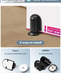 Matte Black Magnetic Door Stopper Holds Interior Doors Firmly Open Heavy Duty Floor Mounted Catch with Screw or Adhesive Install showcasing easy installation options.
