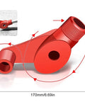 Heavy Duty 90 To 180 Degree Cast Iron Pipe Bender For Electricians And Renovations showing red handle and dimensions.