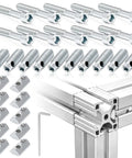 Heavy Duty T Slot Connectors For Aluminum Extrusion 40 mm Framing Hardware with bolts and brackets for DIY projects.
