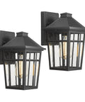 Outdoor Sconce Lights Wall Fixtures For Front Porch And Patio Yard With Glass Panels Aluminum Exterior Lanterns Waterproof Weatherproof And Rust Resistant Build No Fuss Install 2 Pack Black