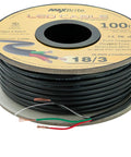 100 Ft 18AWG Low Voltage LED Cable 3 Conductor Black Jacket In Wall Speaker Wire UL Class 2 Certified on spool