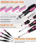 Pink 207 Piece Womens Tool Set With Portable 13 Inch Wide Mouth Tool Bag For DIY Home Repair screwdrivers and driver bits
