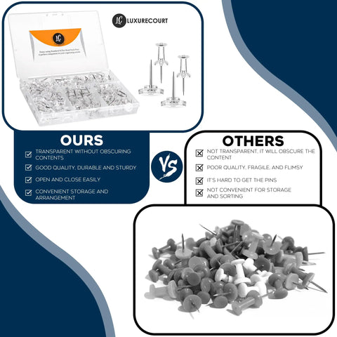 150 Pack Clear Push Pins Holding Papers Secure On Cork Boards Bulletin Walls And Shadow Boxes Includes Rust Proof Thumbtacks In A Snappy Caddy