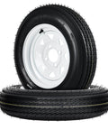 4.80-12 Bias Ply Trailer Tire And Wheel Assembly Set Of 2 with white 12 inch spoke wheel, four lug, four inch PCD