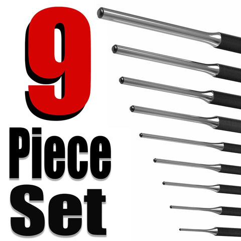 Roll Pin Punch Set 9 Piece Pro Grade Repair Tools Kit with Alloy Steel Pins Pouch for Easy Removal and Reuse