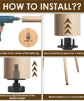 Installation steps for Adjustable Furniture Leg Levelers Set 12 Pieces for tables chairs cabinets sofas desks shown.