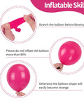 Instruction guide showing how to use the Hot Pink Balloon Set For Girls Birthday Parties And Baby Showers 65 Pieces Includes 12 Inch Hot Pink Balloons Pink Balloons Confetti Balloons And 32 Feet Of Ribbons For Princess Theme Decor.