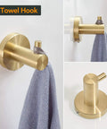 Wall mounted towel hook from All-In-One Bathroom Accessories Set With Adjustable 16 To 26 Inch Towel Bar, Stainless Steel Brushed Gold