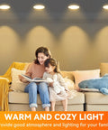 12 Pack Br30 Flood Light Bulbs For Indoor Recessed Fixtures Soft White 2700K in a cozy living room setting.