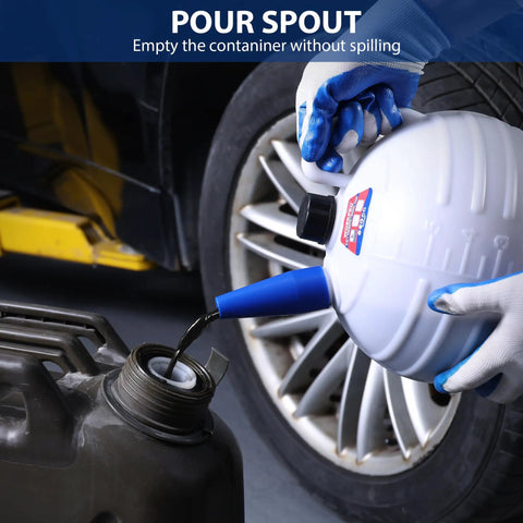 Filling container with oil using 6L Dual Operation Oil Extractor Pump With Pneumatic And Manual Fluid Suction No Mess Oil Change Kit