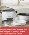 Rice Cooker With 6 Cup Cooked Capacity, No Fuss Steaming Basket And Removable Nonstick Bowl, Auto Keep Warm, kitchen setup
