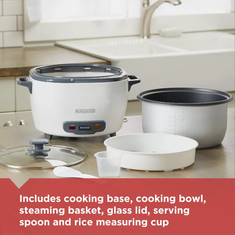 Rice Cooker With 6 Cup Cooked Capacity, No Fuss Steaming Basket And Removable Nonstick Bowl, Auto Keep Warm, kitchen setup
