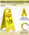 Four Pack 24 Inch Slow Down Kids At Play Sign Reflective Double Sided Street Safety Signs With Portable Handles For Neighborhoods