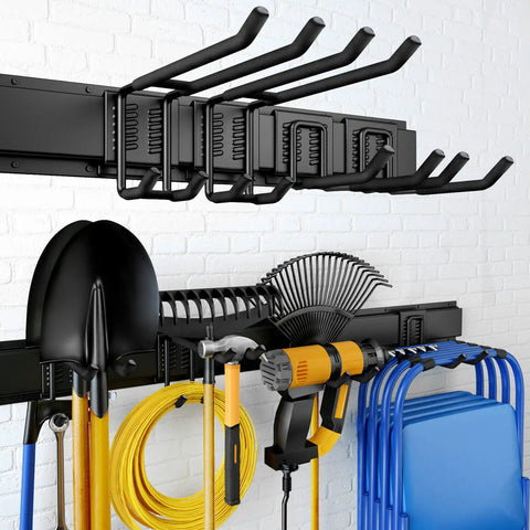 Beefy 32 Inch Garage Storage Organizer Wall Mount Tool Rack With Heavy Duty Hooks Up To 300 Lbs Yard Shed Hanging Shelf