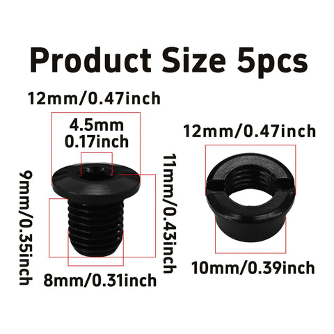 Five Pack M8 Chainring Bolts 7075 Aluminum Alloy CNC Nuts For MTB Road BMX Crankset Black Hardware Screws dimensions