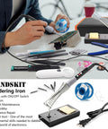 21 In 1 Soldering Iron Kit 90W Adjustable Temperature With Stand Desoldering Pump Magnifier Solder Wire Tweezers 5 Tips