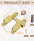 Two Pack 90 To 180 Degree Barn Door Lock Latches With Screws And Glue For Easy Install In Gold Tone 80mm