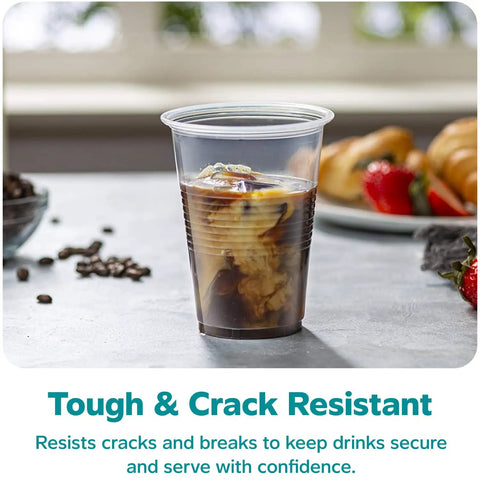 16 Oz Clear Plastic Cups 240 Count Disposable For Parties And Events Party Ready BPA Free Durable Polypropylene Cold Drinking Cups with iced coffee