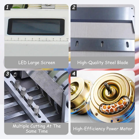 Automatic Microcomputer Heat Shrink Tube Cutter Machine Offering 0.1 Mm Precision Pipe Cutting With Fully Automated 500 Watt Technology For Efficient And Accurate Shrink Sleeve Processing In Compact Design features LED screen, high-quality steel blade, multipurpose cutting mechanism, and a high-efficiency power motor.