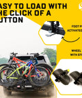 Heavy Duty 4 Bike Hitch Rack For 2 Inch Receiver, 190 Lb Total Weight, Tilt Down With Foot Pedal, bikes on vehicle