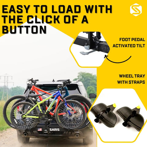 Heavy Duty 4 Bike Hitch Rack For 2 Inch Receiver, 190 Lb Total Weight, Tilt Down With Foot Pedal, bikes on vehicle