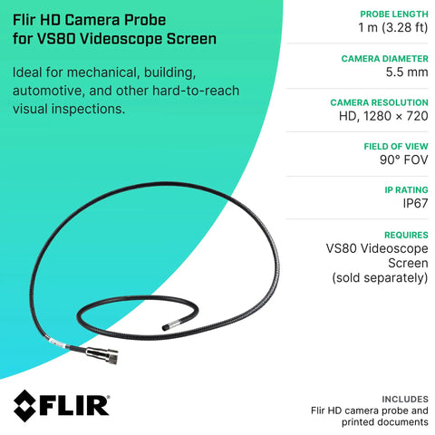 HD Camera Probe For VS80 Videoscope 5.5mm 1m Long High Definition Imaging 1280x720 90 Degree Field Of View IP67 Waterproof