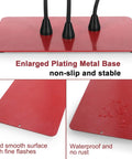 Pro Soldering Helping Hands Station With Magnetic Third Hand, 3X Magnifier Lamp, Four Soldering Arms, Large PCB Clamp Holder And Four PCB Pillars Waterproof, Essential Workbench Jig For Precise Electronics Assembly showing enlarged red plating metal base with non-slip stability and water resistance features