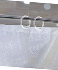 12 Pack Round Shower Curtain Rings Plastic Hooks For Bathroom Inner Diameter Easy Glide displayed on a rod with drapery