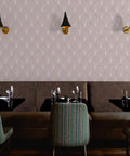 Kick Your Space Into Overdrive With Fresh Geometric Stripes Leather Texture Vinyl Wallcovering in a dining room setting.