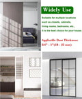 Double Sliding Door Track Hardware Kit For Bypass Doors For Three Quarter To One Inch Doors With Floor Guide And Rollers Top Mount Pocket Closet Track System Silver 39 Inch Length Smooth Quiet Glide Easy Install installed in various interior settings