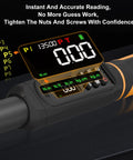Digital Torque Wrench Three Eighths Inch Drive With LED readout display showing measurements on screen