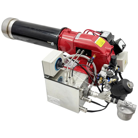 Heavy Duty Industrial Waste Oil Burner Slick Air Atomizing Design with automatic ignition and stainless steel components.