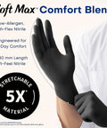 Black Nitrile Disposable Gloves, Powder Free And Latex Free, Chemical Resistant Medical Exam Gloves, Food Safe For Kitchen And Lab, Pro Grade Heavy Duty Durable Large Size 1000 Count