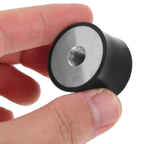 Heavy Duty Rubber Vibration Isolator Mounts With Double Ended Internal Thread Nuts For Air Compressors And Industrial Equipment Noise Reduction, Shock Absorber Pads And Anti Vibration Feet black rubber mount with metal threaded insert, hand held