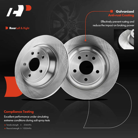 Rear Solid Disc Brake Rotors With Ceramic Pads Kit For Ford Fusion 2013-2020 And Lincoln MKZ 2013-2016 Hybrid, two rotors image