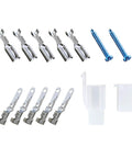 Anbaochi 10A Wall Switch For Chandelier Hoist Lifter accessories including connectors, screws, and clips for installation.