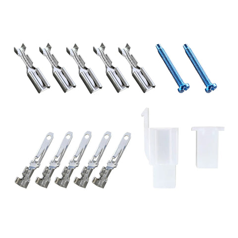 Anbaochi 10A Wall Switch For Chandelier Hoist Lifter accessories including connectors, screws, and clips for installation.