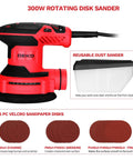 Heavy Duty 5-Inch Orbital Sander With Dust Collection, 14,000 RPM, 6 Variable Speeds, 16 Sandpapers Included for woodworking
