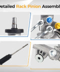 Detailed views of Power Steering Rack And Pinion Assembly for 1999 to 2006 Chevy Silverado 1500 and 2007 Classic, 1999 to 2006 GMC Sierra 1500 and 2007 Classic.