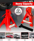 Heavy Duty 3 Ton Jack Stands With 11.22 To 16.54 Inch Adjustable Height, Double Pin Locking, Extra Rubber Pads, Sturdy Pyramid Base, Ideal For Trucks Home Garage Lifting, 1 Pair Red